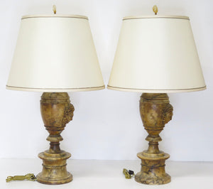 Pair of Italian Carved Alabaster Table Lamps - view 2
