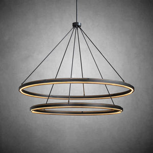 Peron Two-Tier Round Chandelier 60", in black - view 2