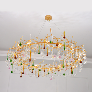 Avis Colorful Crystal Raindrop Branch Chandelier