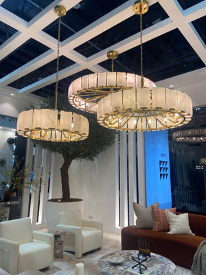 Modern Round Alabaster Chandelier for Living Room/Bedroom - view 3