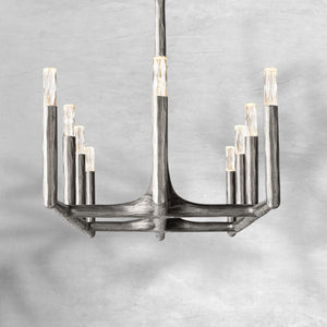 Thalen Forged Linear Chandelier 54" 72" 96", solid brass - view 17