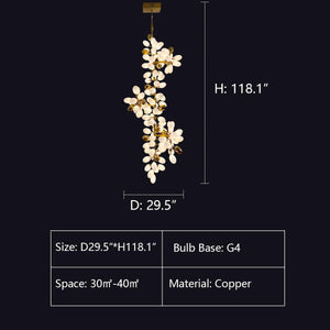 Large Branch Copper Chandelier with Grape Shape Bulbs Unique and Creative Light Fixture for Staircase/ Duplex/ High Ceiling Living Room/ Restaurant - view 17
