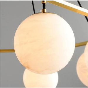 Alabaster Modern Structural Ball Chandelier, in brass & alabaster - view 10