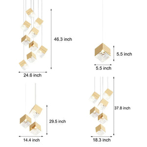 1/3/6/9-Light Multi Glass Ice Cube Metallic Staircase Chandelier - view 17