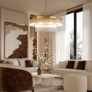Two-Tier Striped Column Round Pendant D800 - Gold, chandelier - view 6