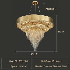 Decorative Gold Round Crystal Living Room Chandelier Light Oval Pendant Lamp For Dining Room Kitchen Table - view 9