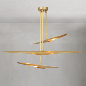 Pulsara Chandelier, steel in natural brass
