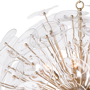 Polara Brass Glass Chandelier Large, in natural brass - view 6