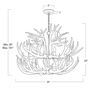 Nautine Antler Chandelier, resin in natural - view 8