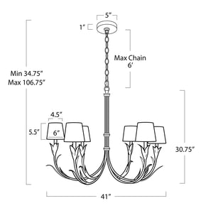 Fontara Reed Chandelier Small, steel in white - view 5