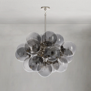 Driftelle Nickel Smoked Glass Chandelier, smoke glass in polished nickel - view 2