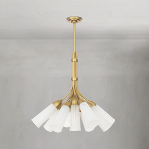 Mousseaux Chandelier, steel in natural brass