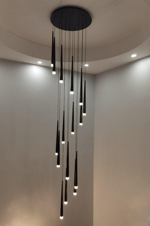 Minimalism Foyer Staircase Chandelier Ceiling Pendant Lighting Fixture For Living Room Entryway In Gold/ Black Finish - view 24