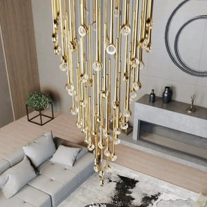 Modern Floating Long Gold Pendant Celing Chandelier for Living Room/High-ceiling - view 6