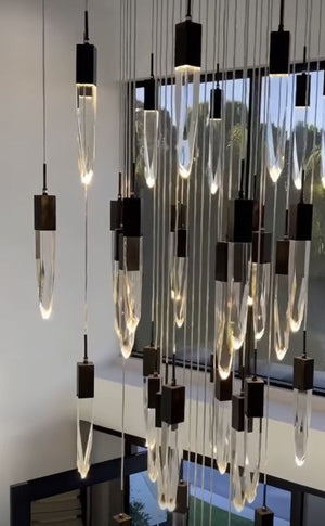 Modern Light Luxury Round/Rectangle Ceiling Pendant Light in Black Finish for Kitchen Island/ Staircase/Living Room - view 7