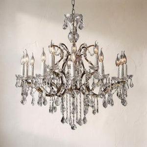 19th C.Rochelle Iron & Crystal Round Chandelier 33"