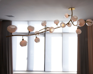 Modern Linear Brass Branches Chandelier for Dining Room - view 4