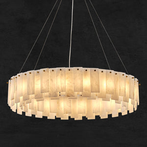 Staggered Alabaster Slice Round Pendant D800 - Copper, chandelier - view 3