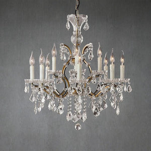 19th C. Rochelle Iron & Crystal Round Chandelier 28"