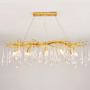 Agnes Aluminum Branch Crystal Chandelier For Dining Room