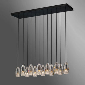 Chapt Linear Chandelier, K9 crystal in bronze