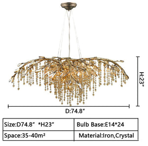 New Luxury Branch Crystal Pendant Chandelier Designer Creative Art Dining Room/Living Room Light Fixture - view 26