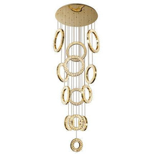 Modern Multi Gold Donuts Shape Crystal Chandelier Ring Round Light Fixture for Foyer Staircase/ Living Room/ Bar/ Hotel Lobby/ Entryway/ LOFT - view 8