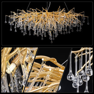 Doris Crystal Rectangular Branch Chandelier L45" - view 9