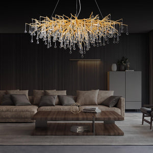 Doris Crystal Rectangular Branch Chandelier L45"