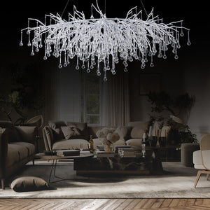 Doris Rectangle Branch Chandelier 45"L Silver, rectangular