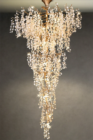 Modern Unique Artistic Flower Brass Branch Semi-flush Mount Chandelier for Living Room/ Hallway/ Entryway/ Staircase - view 9
