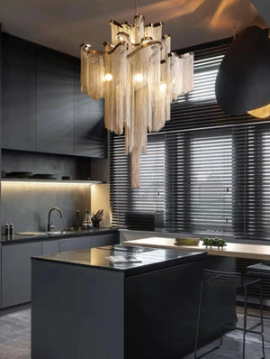 Post-Modern Extra Large Stainless Steel Long Tassel Chandelier for Large Living Room / Staircase / Villa / Duplexes - view 4