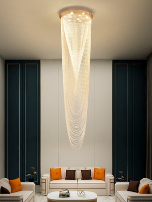 Extra Large Affordable Luxury Tiered Tassel Watefall Crystal Chandelier for Spiral Staircase/Villa/Hotel Lobby/Foyer - view 9