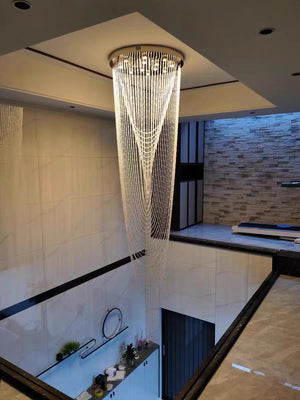 Extra Large Affordable Luxury Tiered Tassel Watefall Crystal Chandelier for Spiral Staircase/Villa/Hotel Lobby/Foyer - view 12
