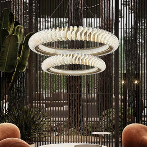 Extra Large Tiers Modern Stainless Steel Ring Chandelier for Living Room/Foyer/Big Entrys - view 5