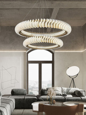 Extra Large Tiers Modern Stainless Steel Ring Chandelier for Living Room/Foyer/Big Entrys - view 9