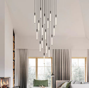 Nordic Fashion Minimalist Black Straight Pendant Chandelier for Bedside/Staircase/Loft/Duplex - view 3