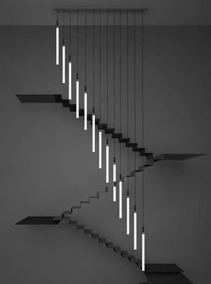 Nordic Fashion Minimalist Black Straight Pendant Chandelier for Bedside/Staircase/Loft/Duplex - view 9
