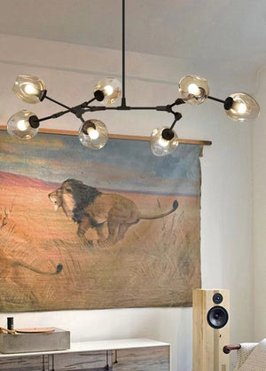 Modern Industrial Branch Chandelier with Multiple Glass Pendants Extra Large for Living or Dining Room - view 7
