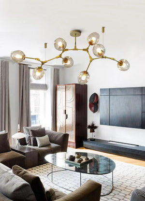 Modern Industrial Branch Chandelier with Multiple Glass Pendants Extra Large for Living or Dining Room - view 2