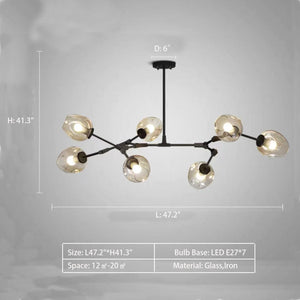 Modern Industrial Branch Chandelier with Multiple Glass Pendants Extra Large for Living or Dining Room - view 12