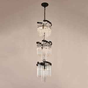 Louis Flower 3-Tier Crystal Round Chandelier, three-tier - view 2