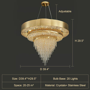 Decorative Gold Round Crystal Living Room Chandelier Light Oval Pendant Lamp For Dining Room Kitchen Table - view 10