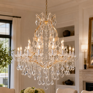 35.4" 24-Light Maria Theresa Crystal Chandelier - Gold - view 9