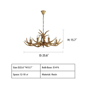 Affordable Vintage Rustic Resin Antler Candelabra Chandelier for Living Room / Restaurant / Cafe / Bar - view 18