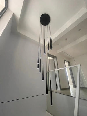 Minimalism Foyer Staircase Chandelier Ceiling Pendant Lighting Fixture For Living Room Entryway In Gold/ Black Finish - view 20