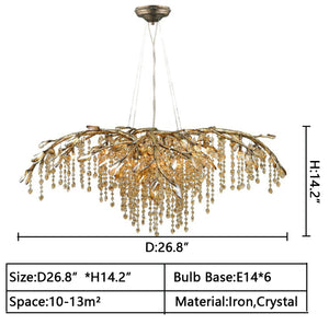 New Luxury Branch Crystal Pendant Chandelier Designer Creative Art Dining Room/Living Room Light Fixture - view 24