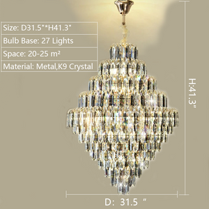 41.3inch crystal chandelier for staircase living room foyer hallway decor inspo