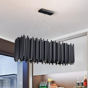 Modern Classic Black Rectangle Long Chandelier W 32"/40", rectangular - view 4