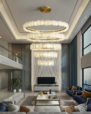 Tiered Circular Alabaster Chandelier - view 6
